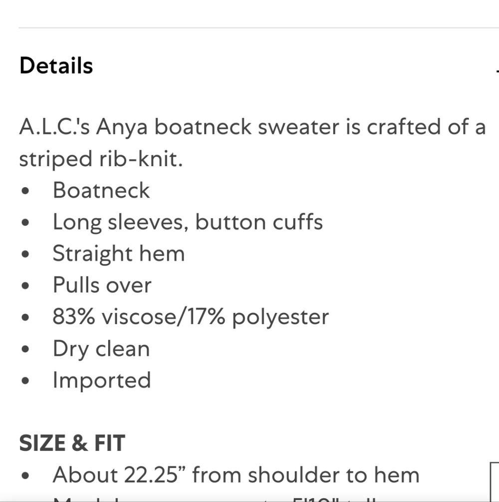 NWOT A.L.C. ANYA RIBBED STRIPE BOAT-NECK TOP /SWEATER/ - Picture 4 of 16
